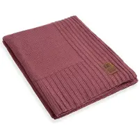 Knit Factory Uni Gebreid Plaid XL - Woondeken - plaid - Wollen deken - Kleed - Stone Red - 195x225 cm
