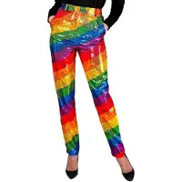 Hobby Hall Pailletten Broek Fine Stripe Regenboog Vrouw