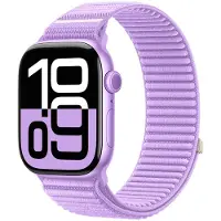 Strap-it Wave nylon bandje met klittenbandsluiting - geschikt voorApple Watch Series 1/2/3/4/5/6/7/8/9/10/11/SE/SE2/SE3 - iWatch bandje voor kleine maten 38mm 40mm 41mm 42mm (lichtpaars)