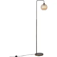 QAZQA Art Deco vloerlamp donkerbrons met amberkleurig glas - Sandra