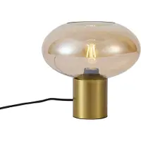 QAZQA Design tafellamp messing met amberkleurig glas - Umbrella