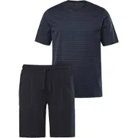 JP 1880 - Heren - Pyjama tweedelige set strepen - Navy blauw - Maat 4XL