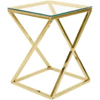 Beliani BEVERLY - Bijzettafel - Goud - Glas