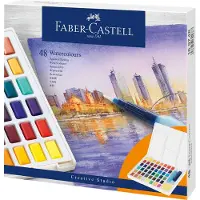 Faber-Castell waterverf - box met napjes - afneembaar palet - 48 kleuren - FC-169748