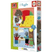 Educa Petit Ours Brun Puzzelset, 2 puzzels van elk 20 stukjes, gemaakt van gerecycled karton, geschikt voor kinderen vanaf 4 jaar