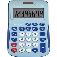 MAUL MJ 550 Bureaurekenmachine werkt op batterijen, werkt op zonne-energie Lichtblauw Aantal displayposities: 8
