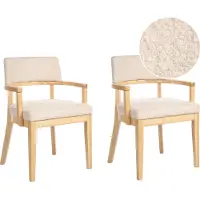 Beliani DALBO - Eetkamerstoel set van 2 - Lichtbeige - Bouclé
