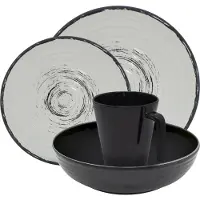 Eurotrail Serviesset Isla - 16delig - Zwart/Naturel - Melamine