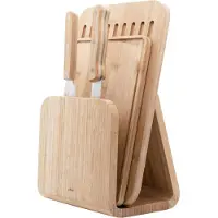 Pebbly Snijplank NBA230, met houder en 2 messen, bruin, bamboe,