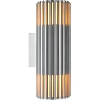 Nordlux Wandlamp Aludra rond dubbel 2x E27 zilver antraciet IP54 - 4800944