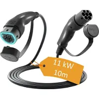 Ratio e-line Laadkabel auto | 11 kW | fase 3 - 16A | 10 meter |Type 2 - Recht - Type 2| Zwart| 39933