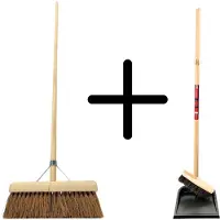 Synx Store Synx Tools Coco bezem 60 cm en Stoffer en blik met lange steel 97 cm