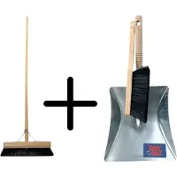 Synx Store Synx Tools binnen bezem 40cm en Stoffer en blik zwarte set