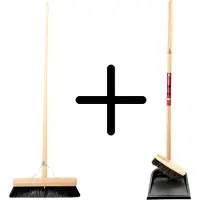 Synx Store Synx Tools bezem Binnenbezem 50 cm en Stoffer en blik met lange steel 97 cm