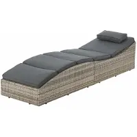 Juskys Ligbed / Zonnebed Lamia - Lichtgrijs - Polyrotan - Verstelbare rugleuning