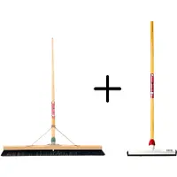 Synx Store Synx Tools Paardenhaar 80cm + Vloertrekker Kunststof 35cm met Steel 120cm – Zaalveger – Vloerreiniger – Natuurrubber – Zachte binnenbezem met steel 150cm
