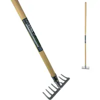 Synx Tools Tuinhark 8 Tanden Verzinkt - brede hark - harken - Incl. steel 160 cm