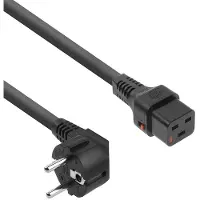 ACT AK5043 Netsnoer Schuko CEE 7/7 Male (haaks) | C19 IEC Lock | Zwart | 2 meter