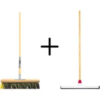 Synx Store Synx Tools Binnenbezem 40cm La Crema + Vloertrekker Kunststof 55cm met Steel 150cm – Zaalveger – Vloerreiniger – Natuurrubber – Zachte bezem met steel 150cm