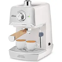 Ufesa Cream CE7238, espressomachine, 1,2 liter, geschikt voor gemalen koffie, 850 W, roestvrij staal, wit