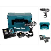 Makita DHP 482 RTJ W accu-slagboormachine 18 V 62 Nm + 2x accu’s 5,0 Ah + oplader in Makpac 2