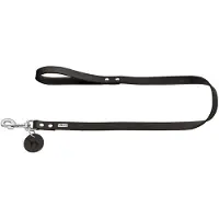 Hunter Looplijn Leder Zwart - Hondenriem - 110x1.6 cm