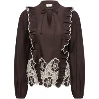 JDY Blouse 'JDYHolly' chocoladebruin / wit