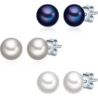 Valero Pearls Oorbellen indigo / zilver / parelwit