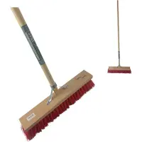 Synx Tools Straatbezem Rood 50 cm - harde bezem - tuinbezem - Incl. bezemsteel 160 cm