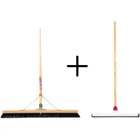 Synx Store Synx Tools Paardenhaar 80cm + Vloertrekker Kunststof 45cm met Steel 120cm – Zaalveger – Vloerreiniger – Natuurrubber – Zachte binnenbezem met steel 150cm