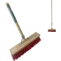 Synx Tools Straatbezem Nylon 40 cm - stadsbezem - harde borstel - Incl. bezemsteel 160 cm