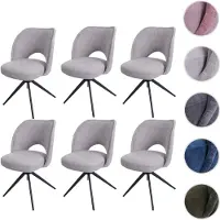 Mendler Set van 6 eetkamerstoelen HWC-N72, gestoffeerde keukenstoel, draaibaar met automatische terugdraaimechanisme, stof/textiel (420g/m²), lichtgrijs