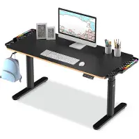 Ultradesk Elektrisch verstelbaar bureau voor kinderen 120x60 cm met LED verlichting – hoogte 55–81 cm, gaming bureau voor jongeren, Pulsar RGB, groeit mee met kind, ergonomisch studiebureau, zwart