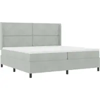 vidaXL Boxspringbed met LED-verlichting, lichtgrijs, 200 x 200 cm, fluweel