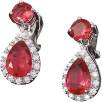 Charme Bijoux Clip oorbellen- Rood- Inaya- Zilverkleurige- Geen gaatje- Lang-