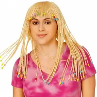 Partyproduct Verkleed Pruik met Kralen – Blond met Vlechtjes – Feest & Carnaval – One Size