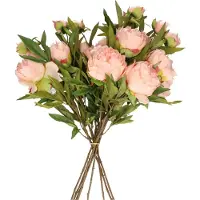 Top Art Topart Kunstbloemen boeket pioenroos Spring Dream - licht roze - 73 cm - kunststof steel - decoratie