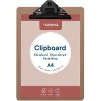 Europel Klembord - Clipboard - Hout - A4 - 21 x 29,7 cm - 12 stuks