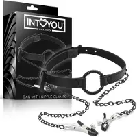 Intoyou - mondknevel met tepelklemmen - zwart