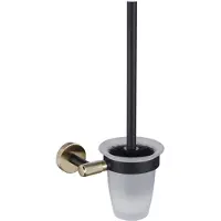 Eastbrook Catania messing glazen toiletborstelhouder zwart mat en messing geborsteld