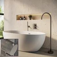 Saniclear Exclusive Curved inbouw badkraan met vrijstaande uitloop RVS