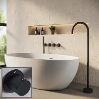 Saniclear Plus Stripes inbouw badkraan met vrijstaande uitloop en staafhanddouche zwart mat