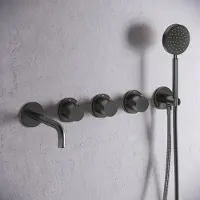 Saniclear Plus Curved inbouw badkraan met 20cm uitloop verouderd ijzer - gunmetal
