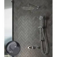 Saniclear Plus Stripes inbouw regendouche met 30cm hoofddouche, muurarm en glijstang chroom