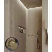 Saniclear Plus Curved Pro inbouw regendouche met inbouw douchekop 30x30cm en staafhanddouche geborsteld messing - mat goud