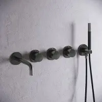 Saniclear Plus Stripes Pro inbouw badkraan met 20cm uitloop verouderd ijzer - gunmetal