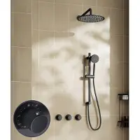 Saniclear Plus Stripes inbouw regendouche met 20cm hoofddouche, muurarm en glijstang zwart mat