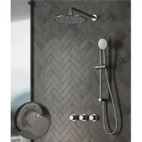 Saniclear Plus Curved inbouw regendouche met 30cm hoofddouche, muurarm en glijstang RVS
