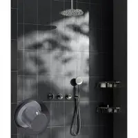 Saniclear Plus Stripes inbouw regendouche met 20cm hoofddouche en plafondarm chroom
