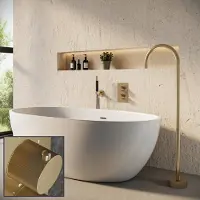 Saniclear Brass Stripes Pro inbouw badkraan met vrijstaande uitloop geborsteld messing - mat goud